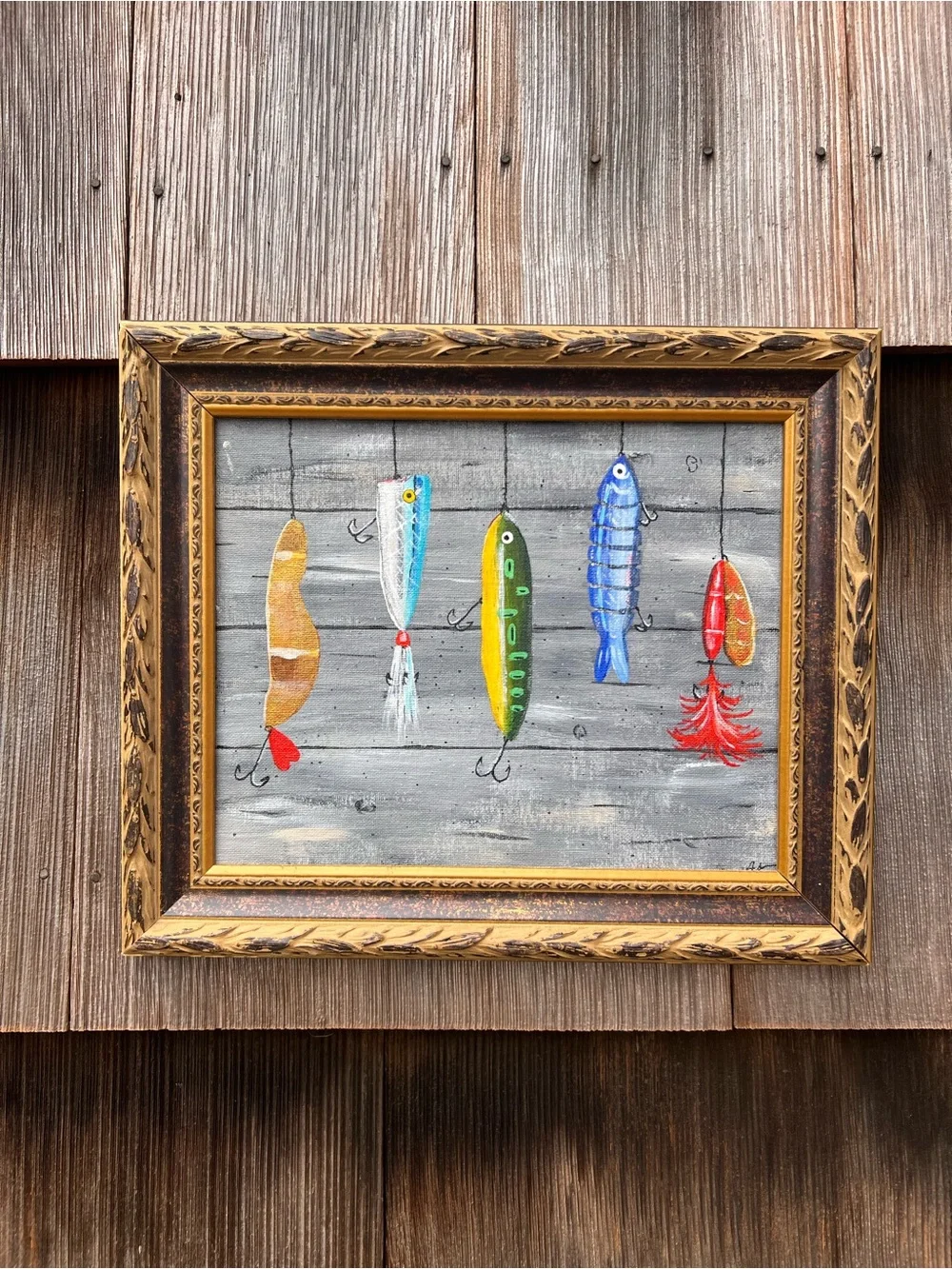 Fishing Lure Acrylic Painting on Canvas